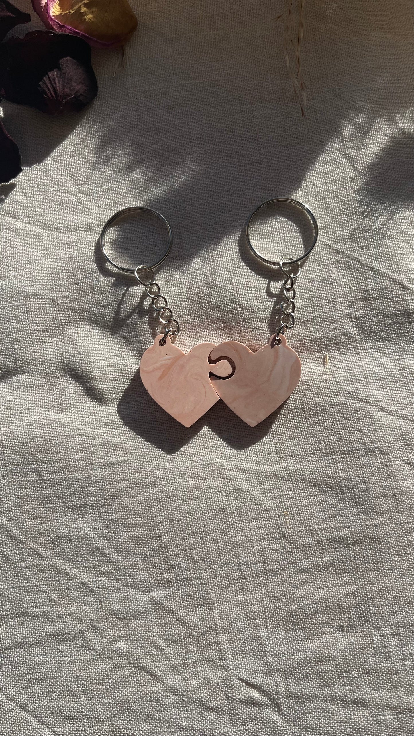 Porte-clés double cœur