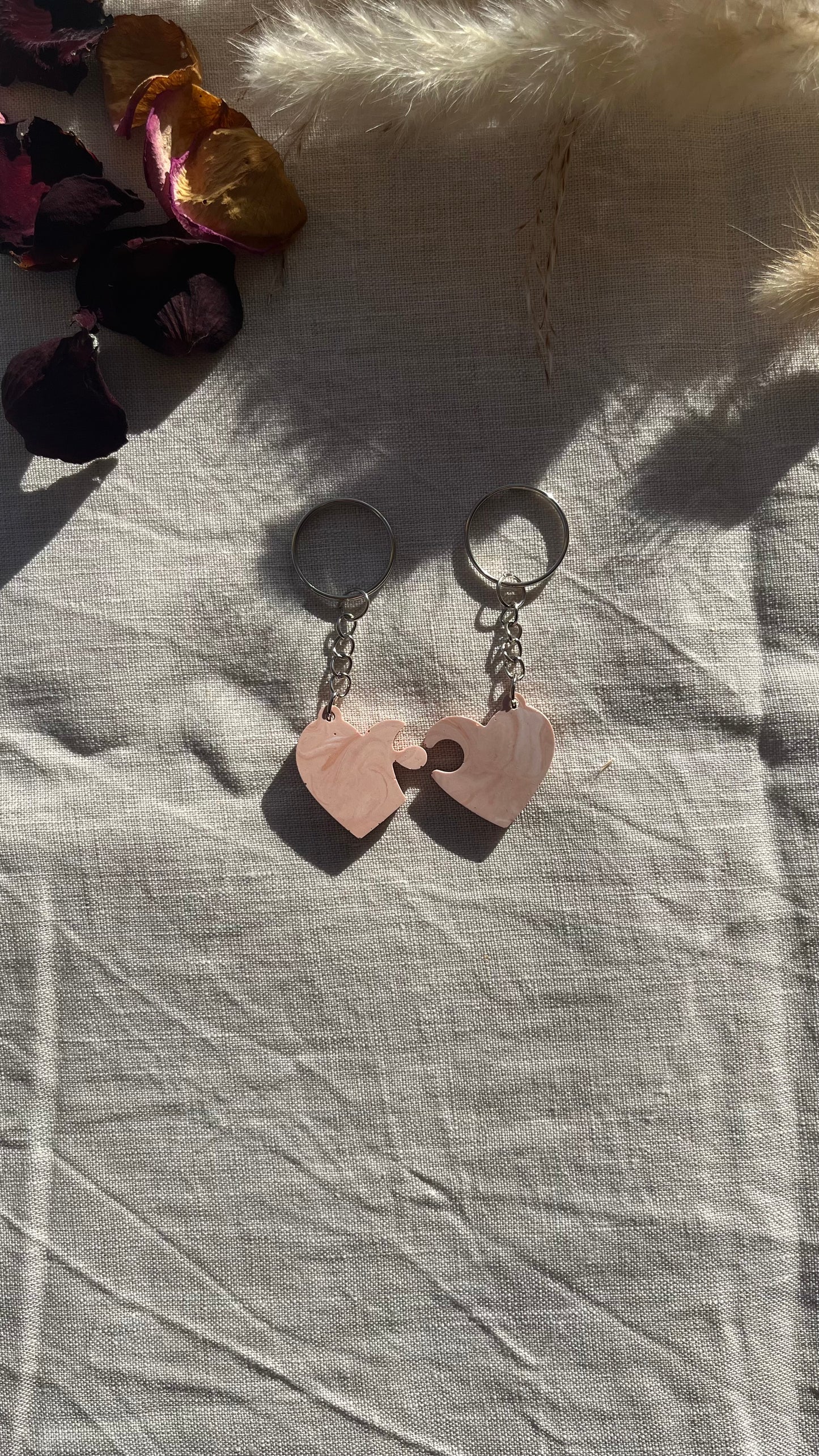 Porte-clés double cœur