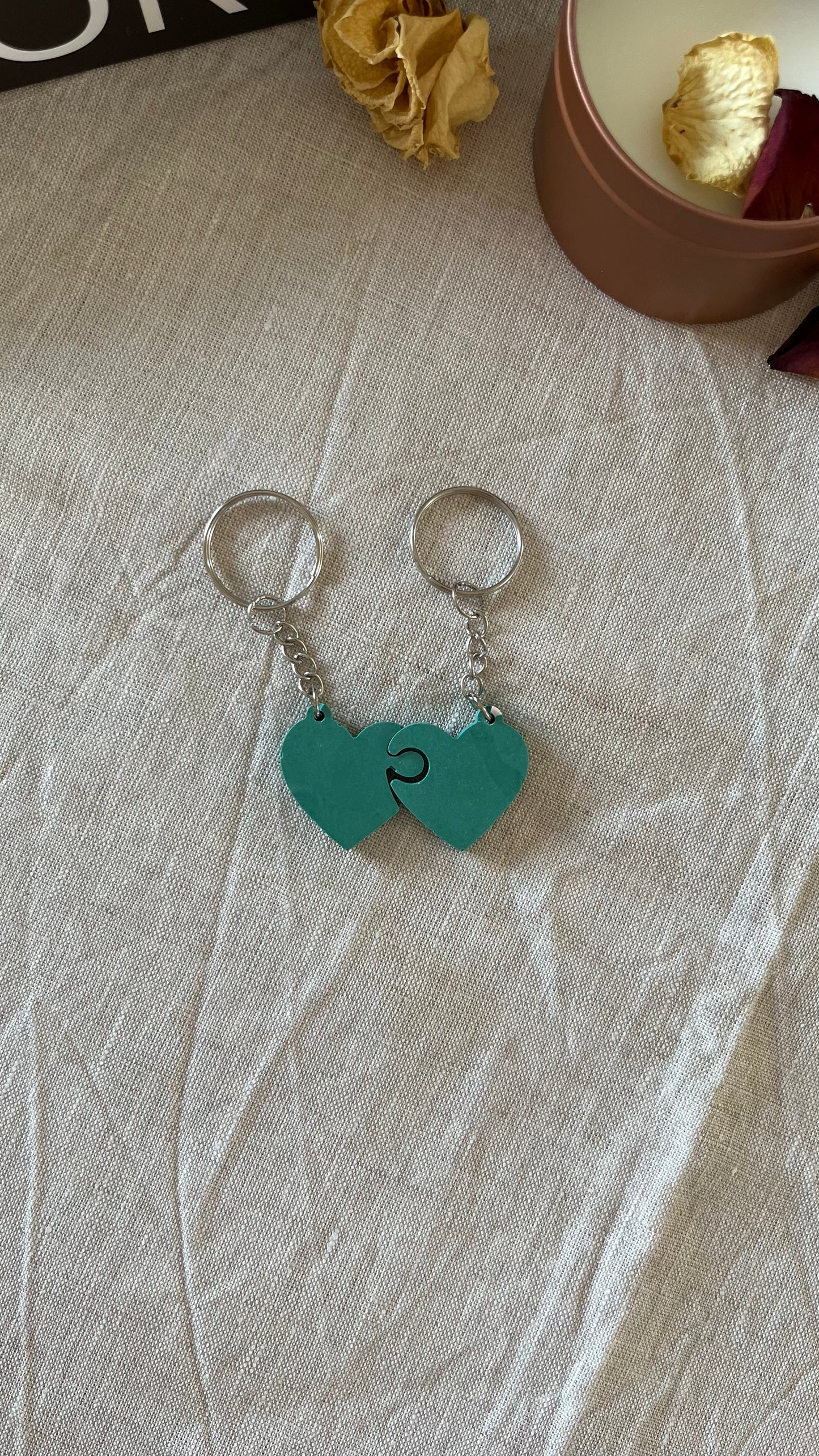 Porte-clés double cœur